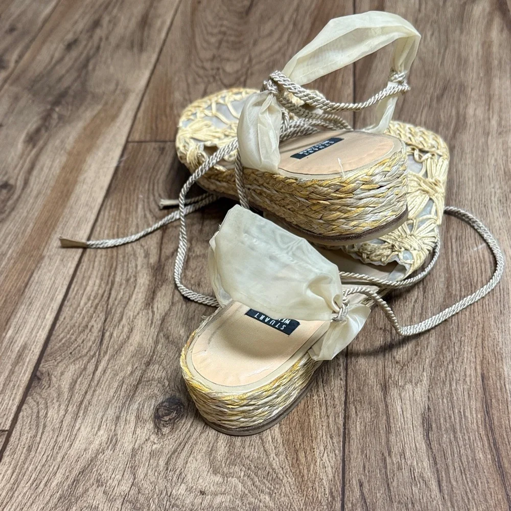 Stuart Weitzman Gold Floral Espadrilles